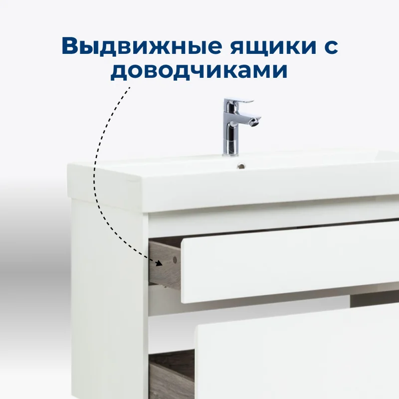Тумба под раковину Aquanet Nova Lite 100 (SLIM SYNERGY) белый, 2 ящика
