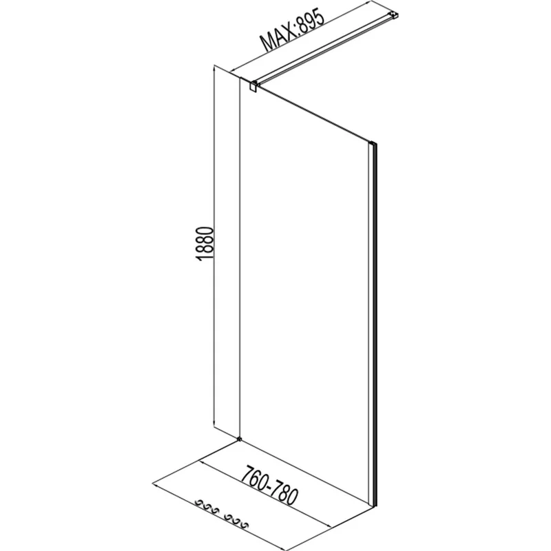 Боковая стенка Aquanet Cinetic AE12-F-80H190U-CT 800, прозрачное стекло