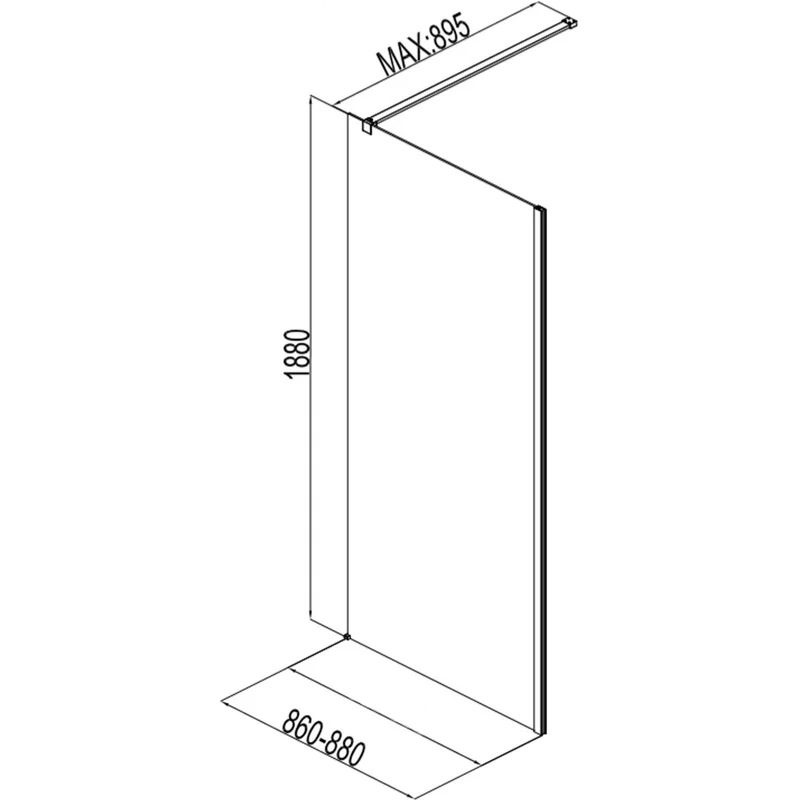 Боковая стенка Aquanet Cinetic AE12-F-90H190U-CT 900, прозрачное стекло