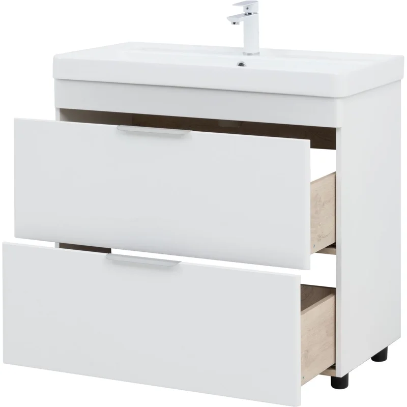 Тумба под раковину Aquanet Ирис New 90 напольная, белый глянец