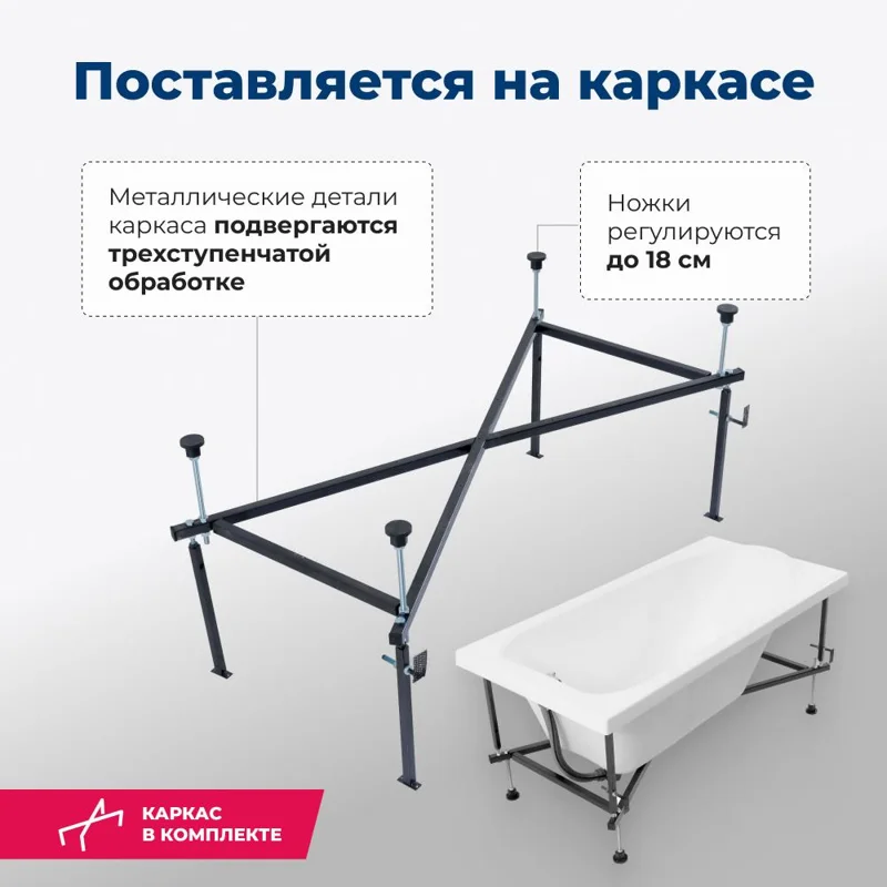 Акриловая ванна Aquanet Nord 140x70 (с каркасом)