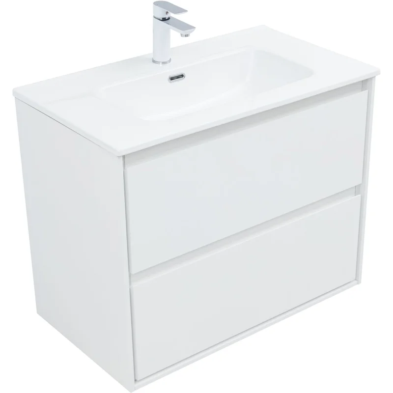 Тумба под раковину Aquanet Милан 80 белый глянец