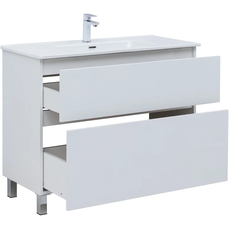 Тумба под раковину Aquanet Вега 100 напольная, белый глянец