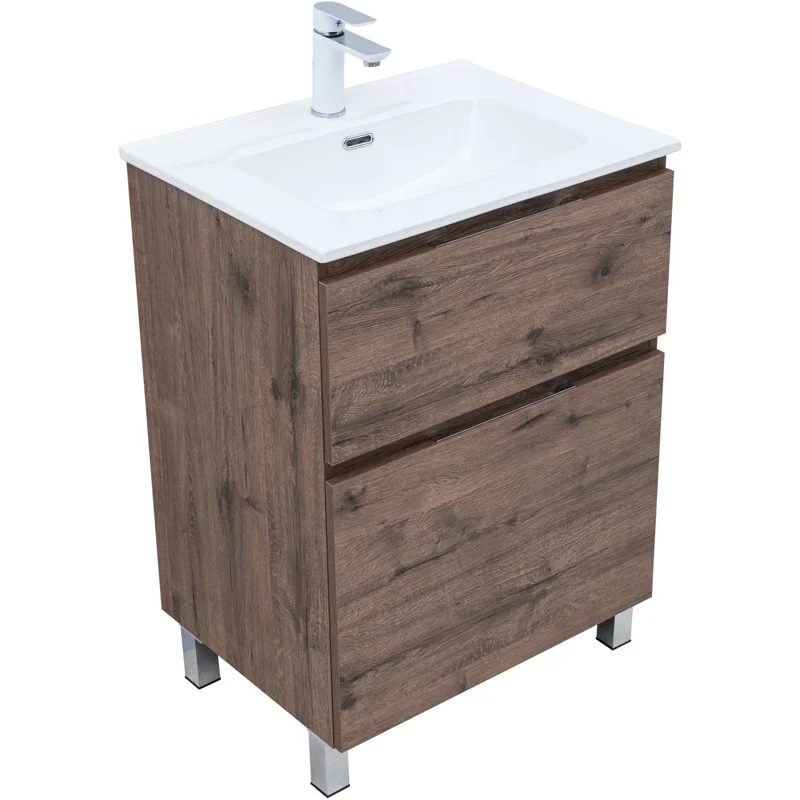 Тумба под раковину Aquanet Алвита New 60 напольная, дуб веллингтон табак