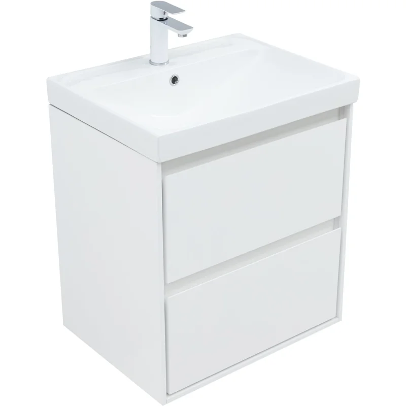 Тумба под раковину Aquanet Милан 60 белый глянец