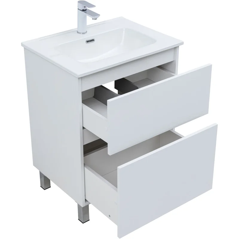 Тумба под раковину Aquanet Вега 60 напольная, белый глянец