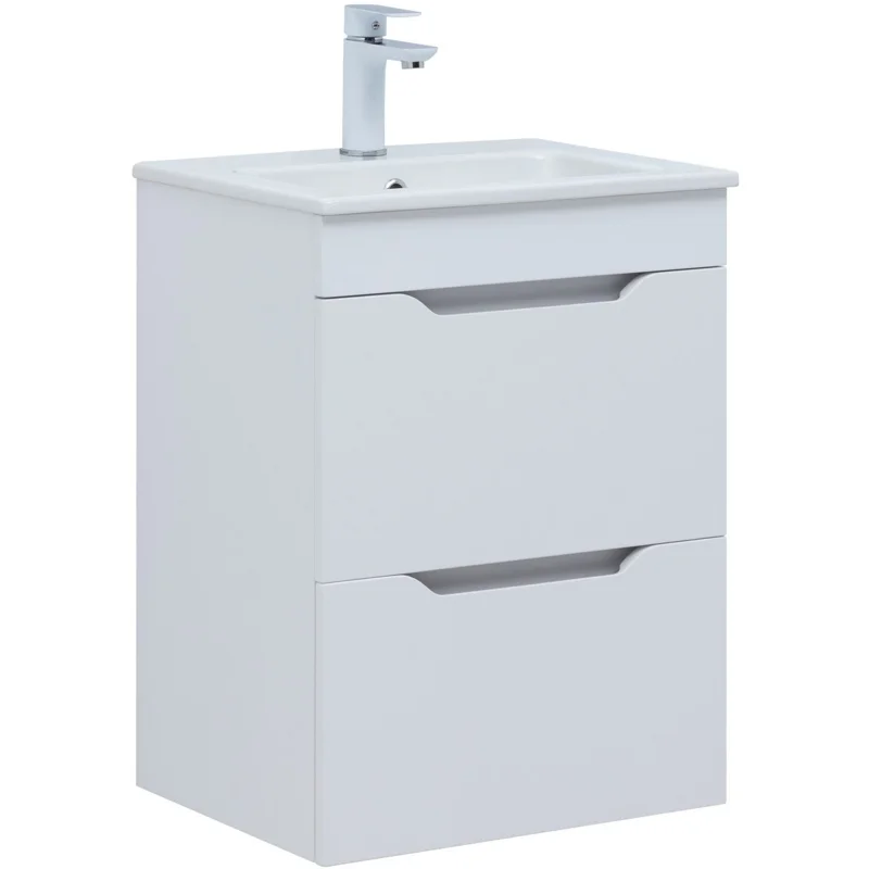 Тумба под раковину Aquanet Практика 50 белый матовый (2 ящика)