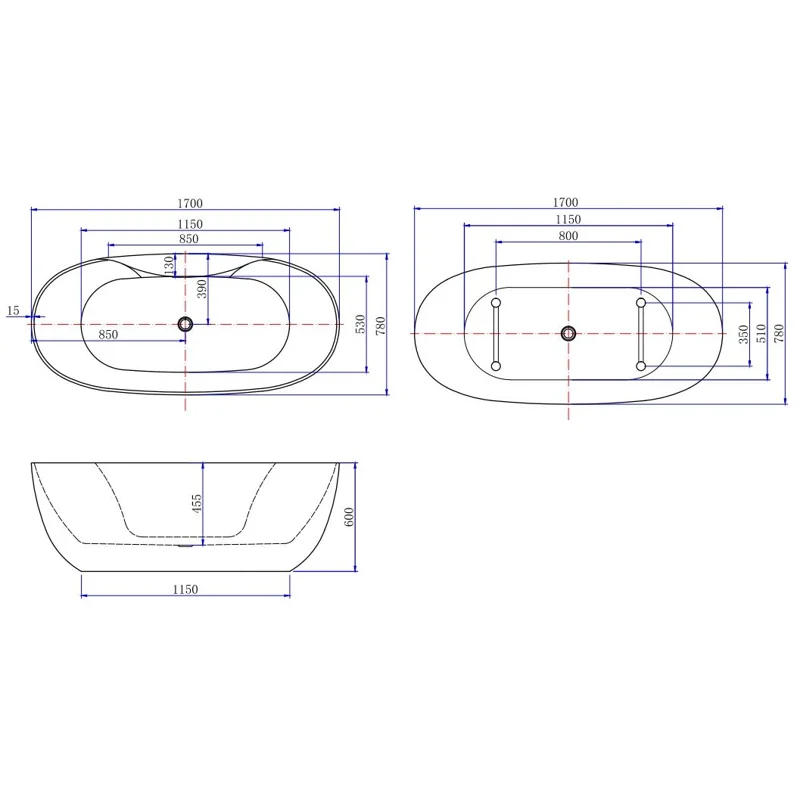 Акриловая ванна Aquanet Family Sweet 170x78 155778-GW-MB