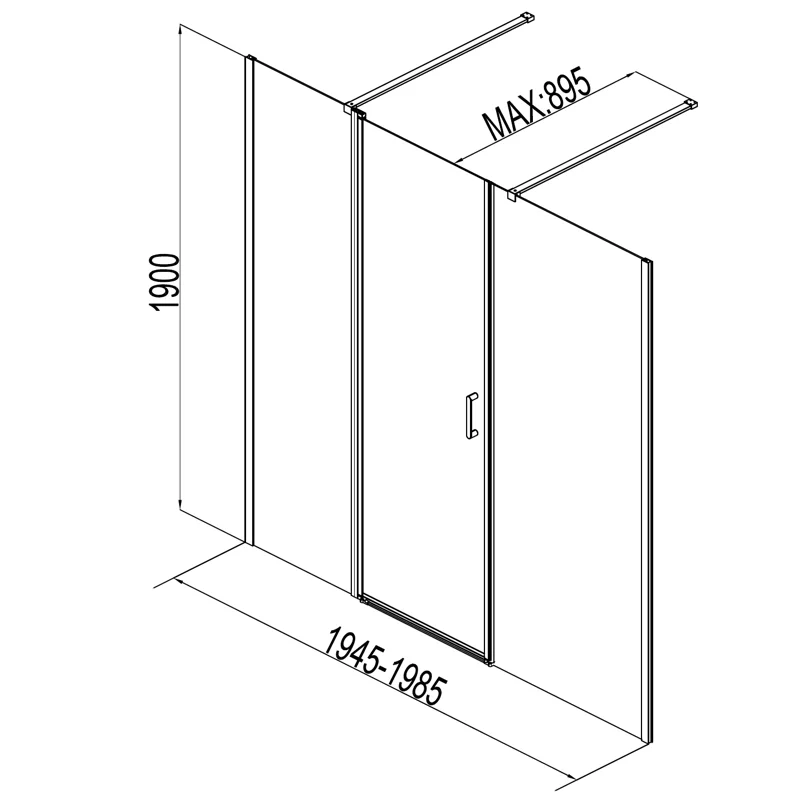 Душевая дверь Aquanet Cinetic 200, прозрачное стекло (AE12-N-120H190U-CT + AE12-F-80H190U-CT)