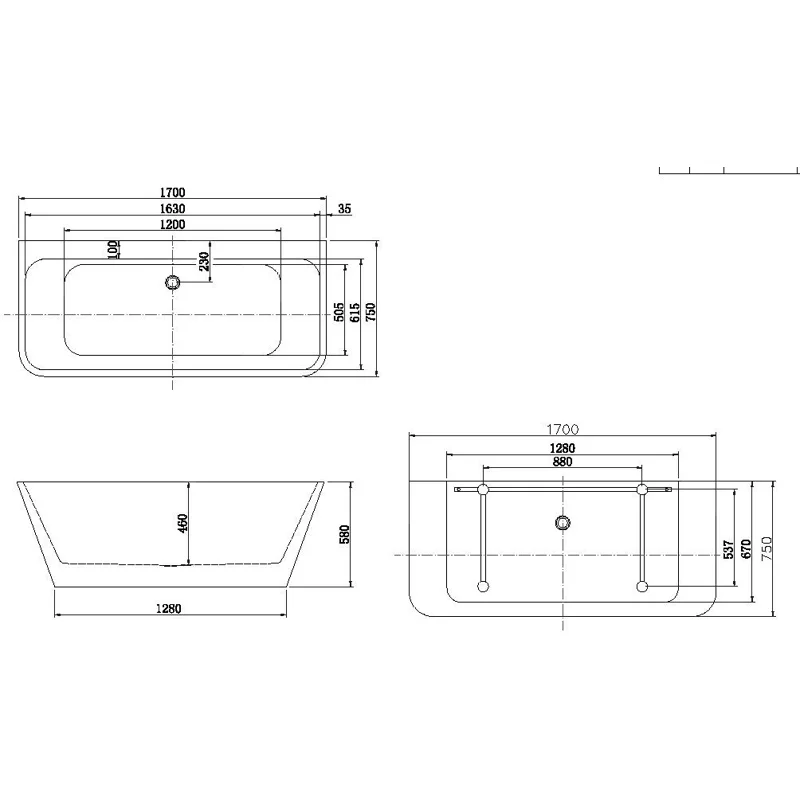 Акриловая ванна Aquanet Family Perfect 170x75 13775-MW