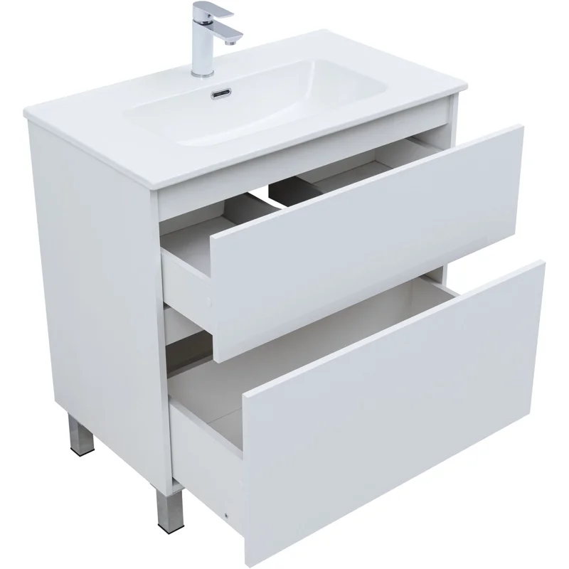 Тумба под раковину Aquanet Вега 80 напольная, белый глянец