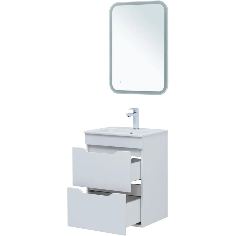 Тумба под раковину Aquanet Практика 50 белый матовый (2 ящика)