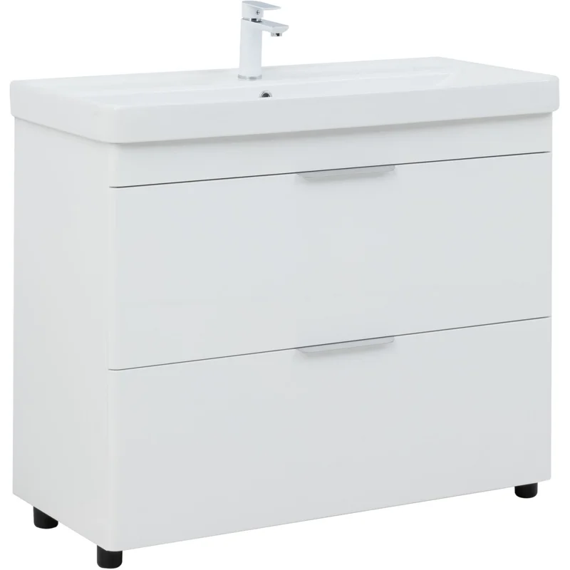 Тумба под раковину Aquanet Ирис New 100 напольная, белый глянец