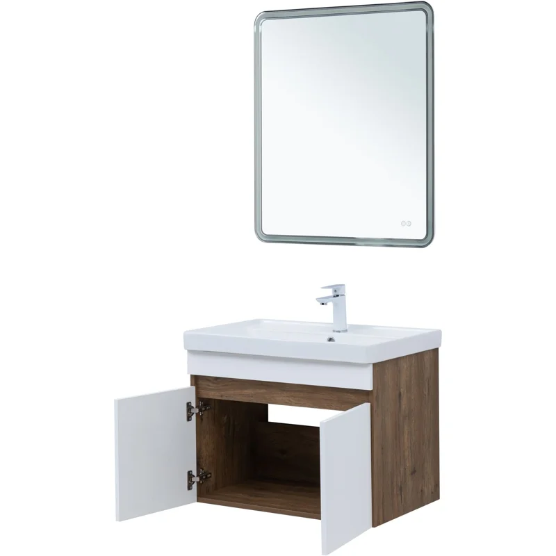 Тумба под раковину Aquanet Оптима 80 дуб рустикальный/белый сатин