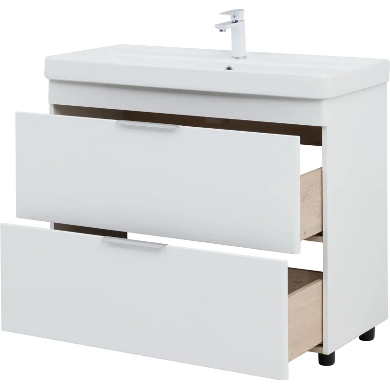 Тумба под раковину Aquanet Ирис New 100 напольная, белый глянец