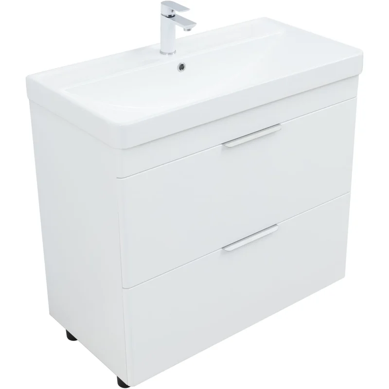 Тумба под раковину Aquanet Ирис New 90 напольная, белый глянец