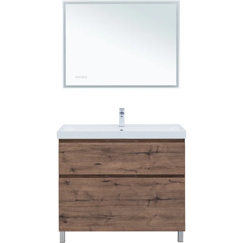 Тумба под раковину Aquanet Алвита New 100 напольная, дуб веллингтон табак