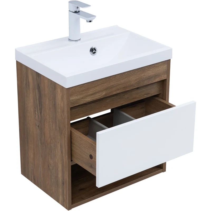 Тумба под раковину Aquanet Тренд 50 дуб рустикальный/белый сатин