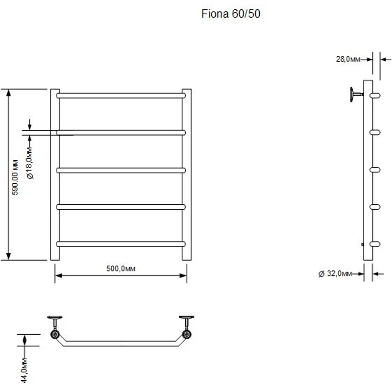 Полотенцесушитель электрический Aquanet Fiona 60х50 Тэн справа