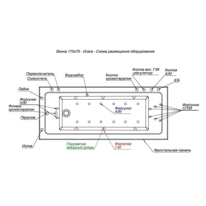 Акриловая ванна Aquanet Grace 170x70 (с каркасом)