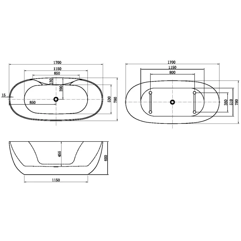 Акриловая ванна Aquanet Family Sweet 170x78 155778-MW