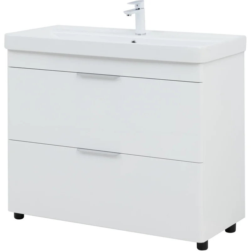 Тумба под раковину Aquanet Ирис New 100 напольная, белый глянец