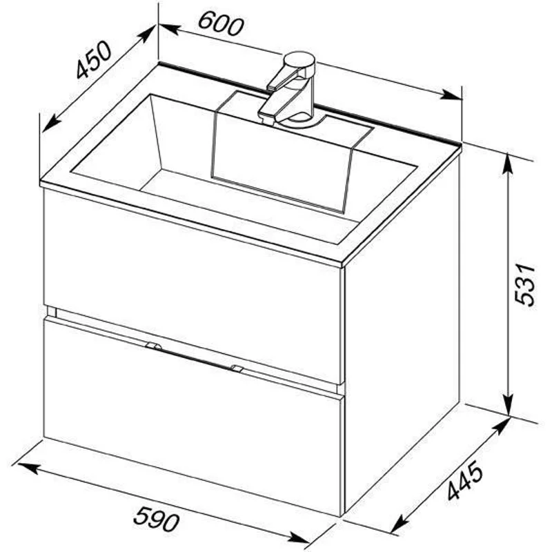 Тумба с раковиной Aquanet Алвита 60 серый антрацит