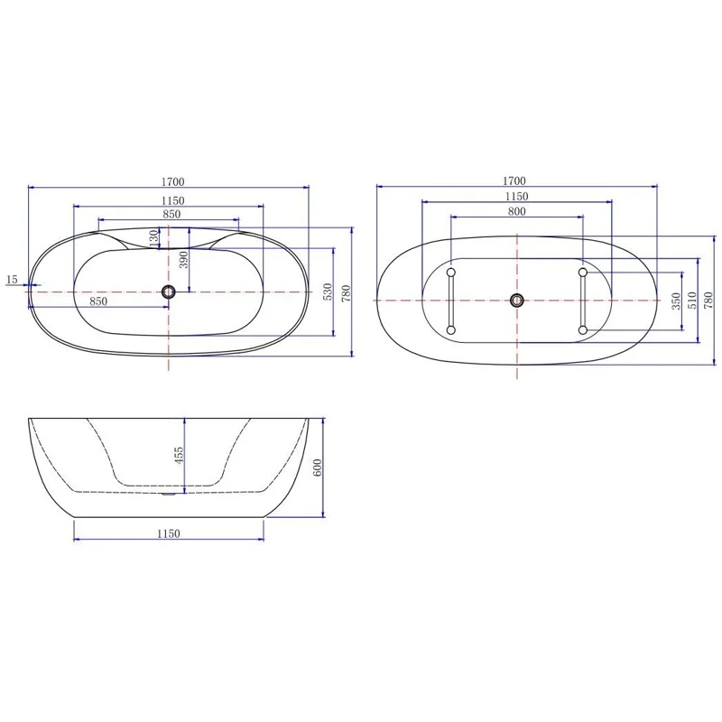 Акриловая ванна Aquanet Family Sweet 170x78 155778-MW-MB