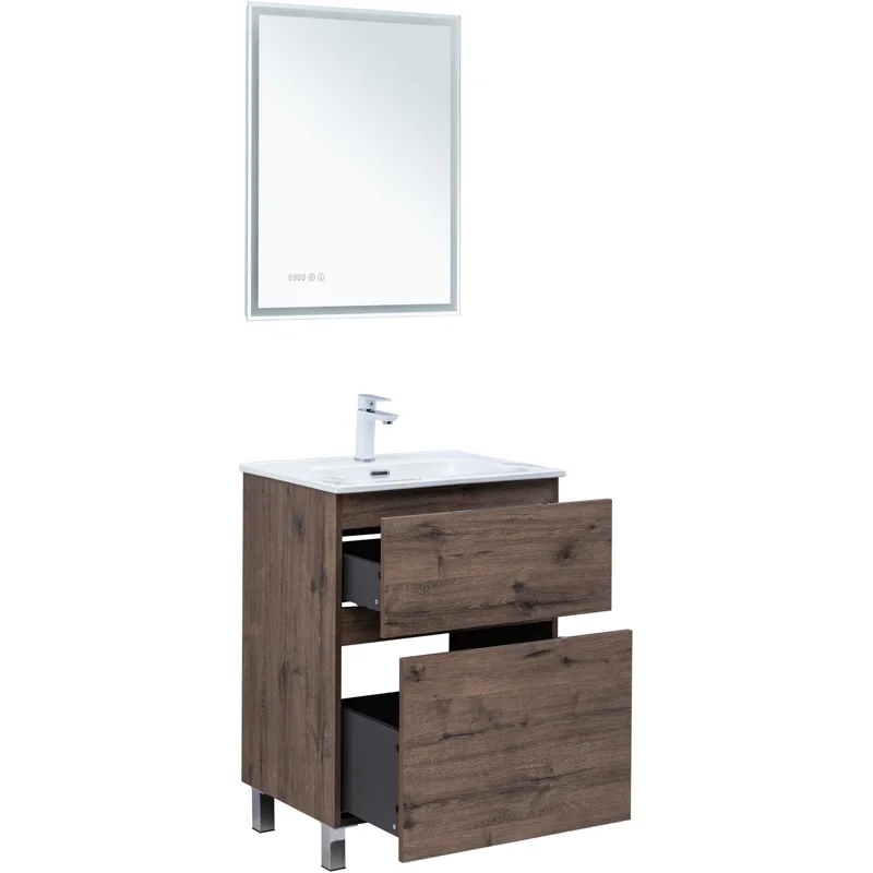 Тумба под раковину Aquanet Алвита New 60 напольная, дуб веллингтон табак