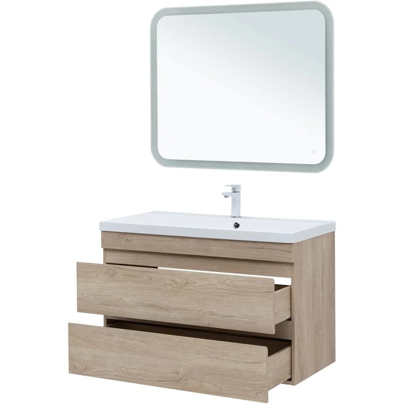 Тумба под раковину Aquanet Нота New 100 дуб светлый