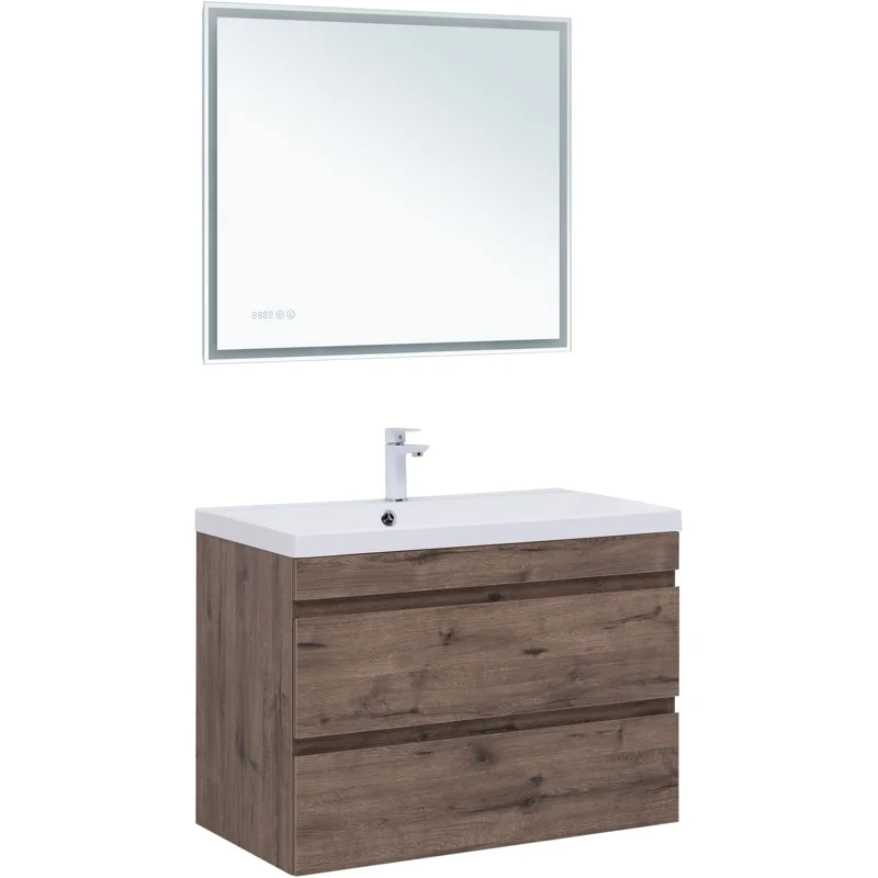 Тумба под раковину Aquanet Нота New 90 дуб веллингтон табак