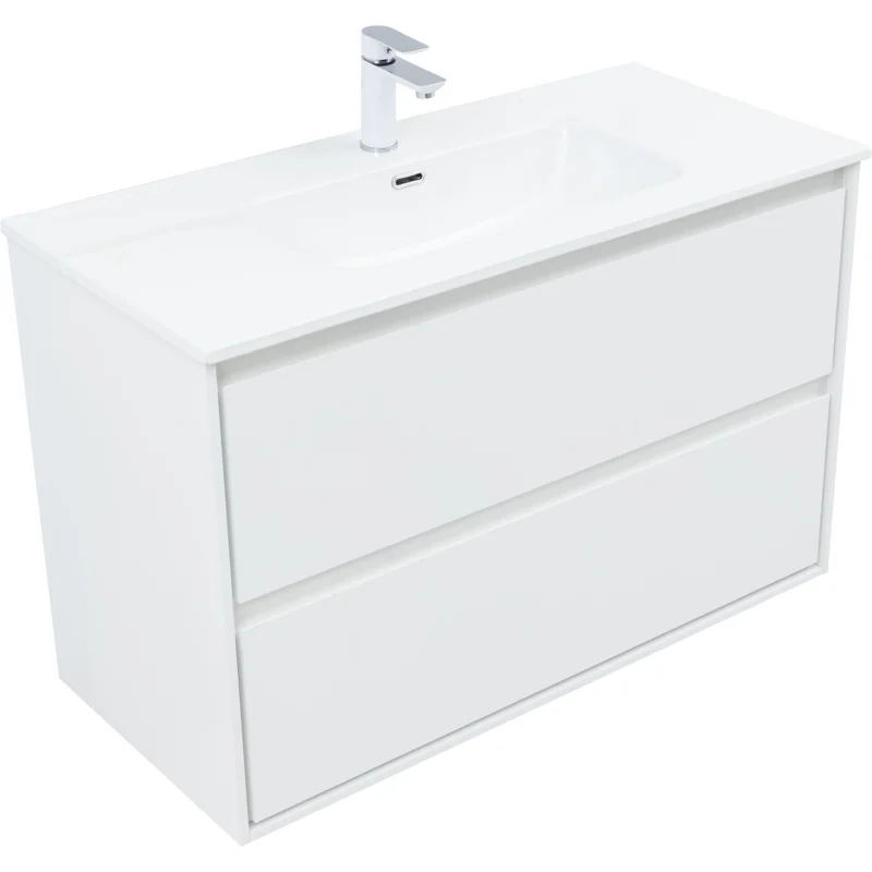 Тумба под раковину Aquanet Милан 100 белый глянец