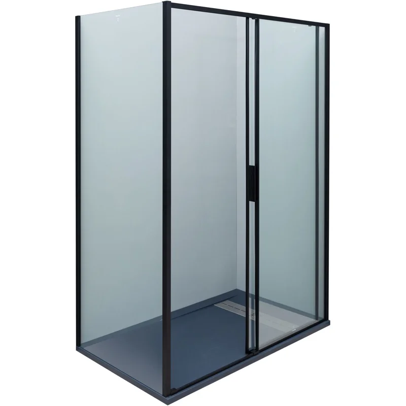 Боковая стенка Aquanet Pleasure Evo 800 AE65-F80-BT профиль черный, прозрачное стекло