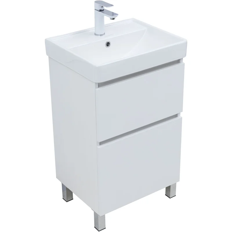 Тумба под раковину Aquanet Вега 50 напольная, белый глянец