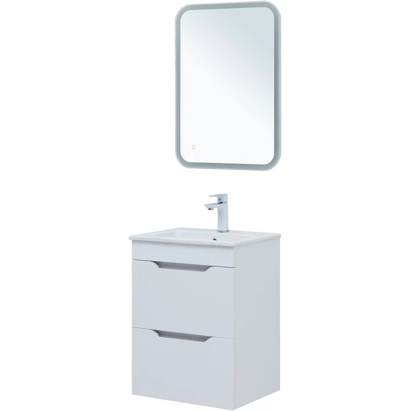 Тумба под раковину Aquanet Практика 50 белый матовый (2 ящика)