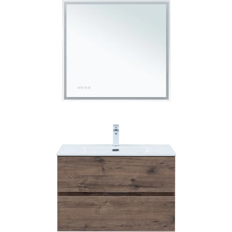 Тумба под раковину Aquanet Алвита New 80 2 ящика, дуб веллингтон табак