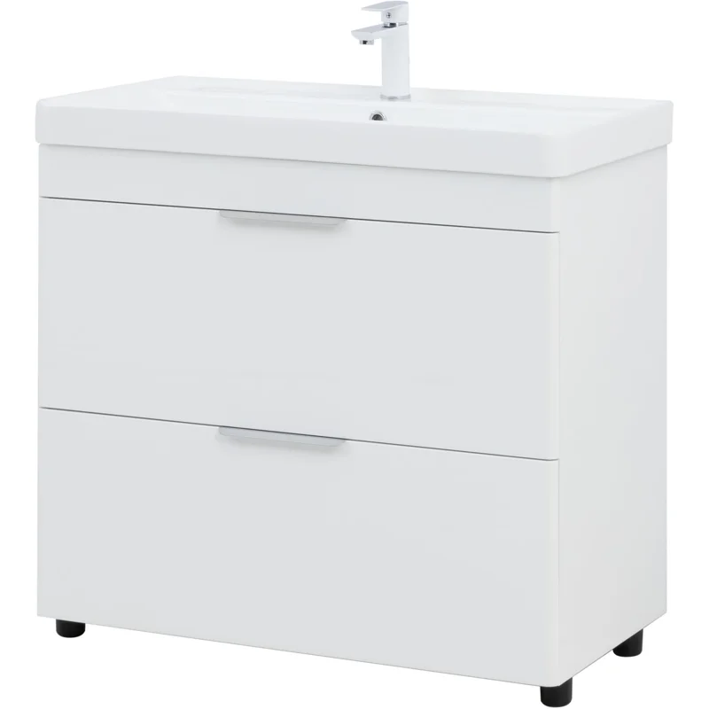 Тумба под раковину Aquanet Ирис New 90 напольная, белый глянец