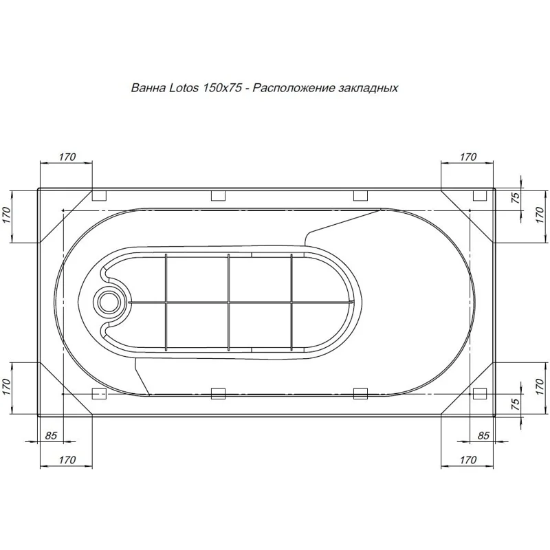 Акриловая ванна Aquanet Lotos 150x75 (с каркасом)