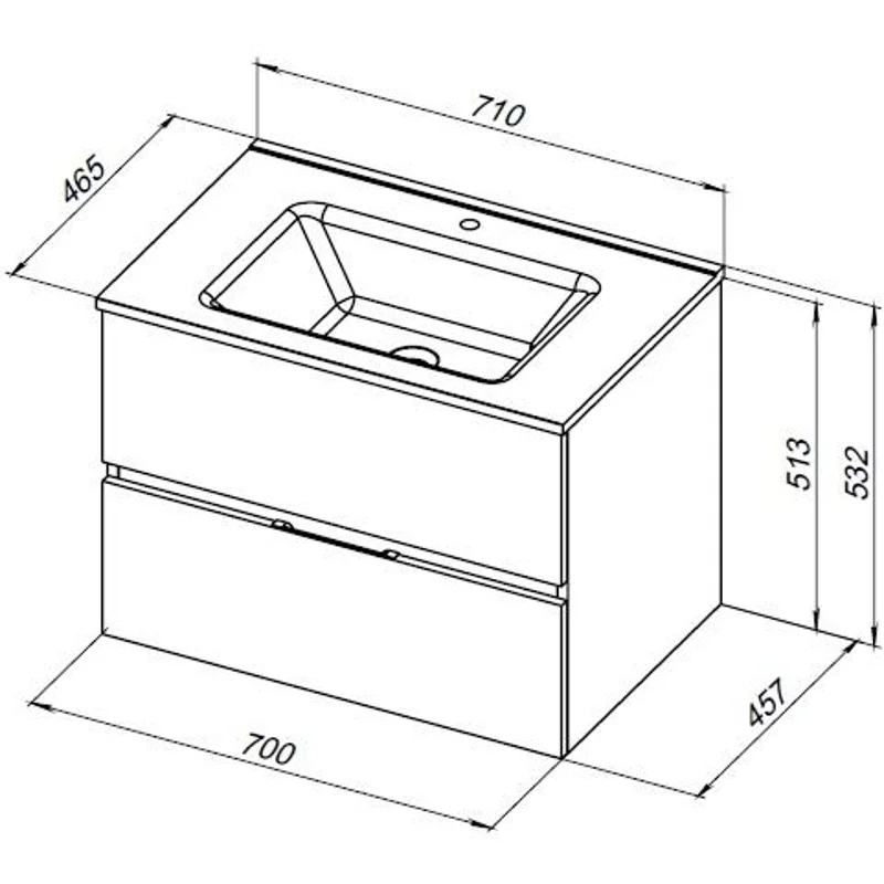 Тумба под раковину Aquanet Алвита New 70 2 ящика, дуб веллингтон табак
