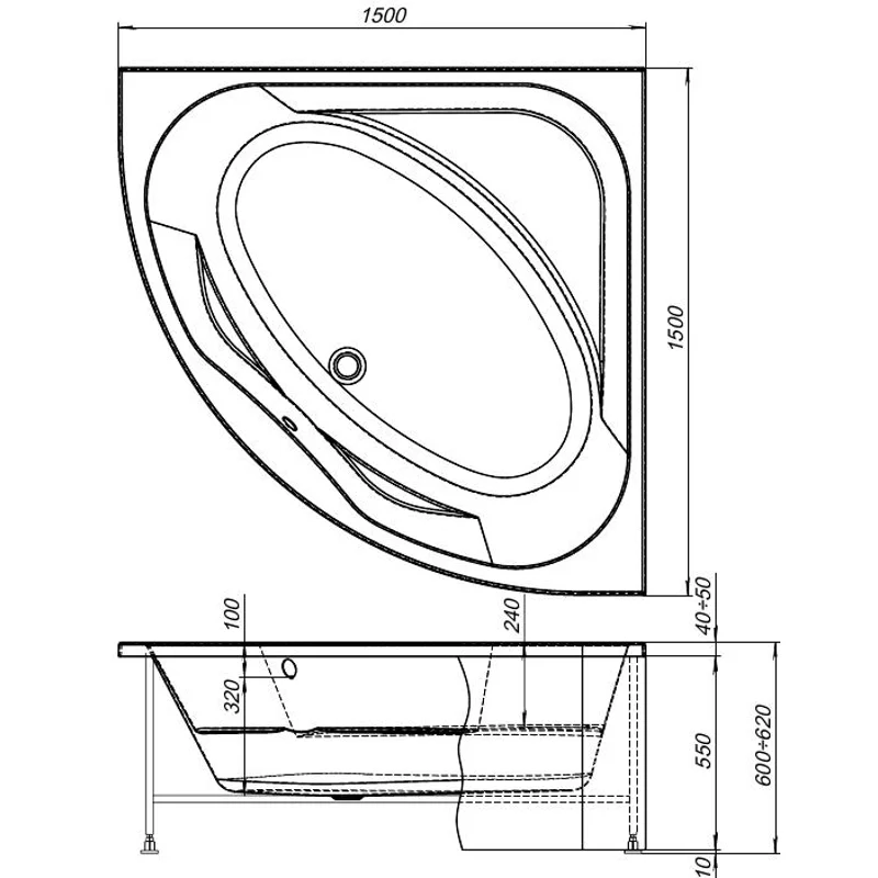Фронтальный экран Aquanet Vista 150