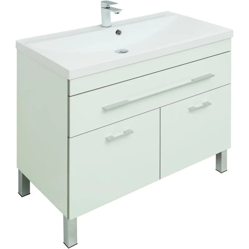 Тумба с раковиной Aquanet Верона 90 белый (напольная 1 ящик 2 дверцы)