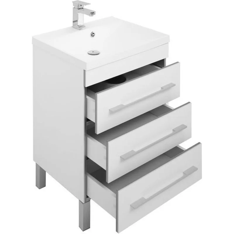 Тумба с раковиной Aquanet Верона 60 белый (напольная 3 ящика)