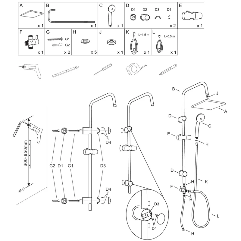 Душевая стойка Aquanet Passion S AF300-70-S-B