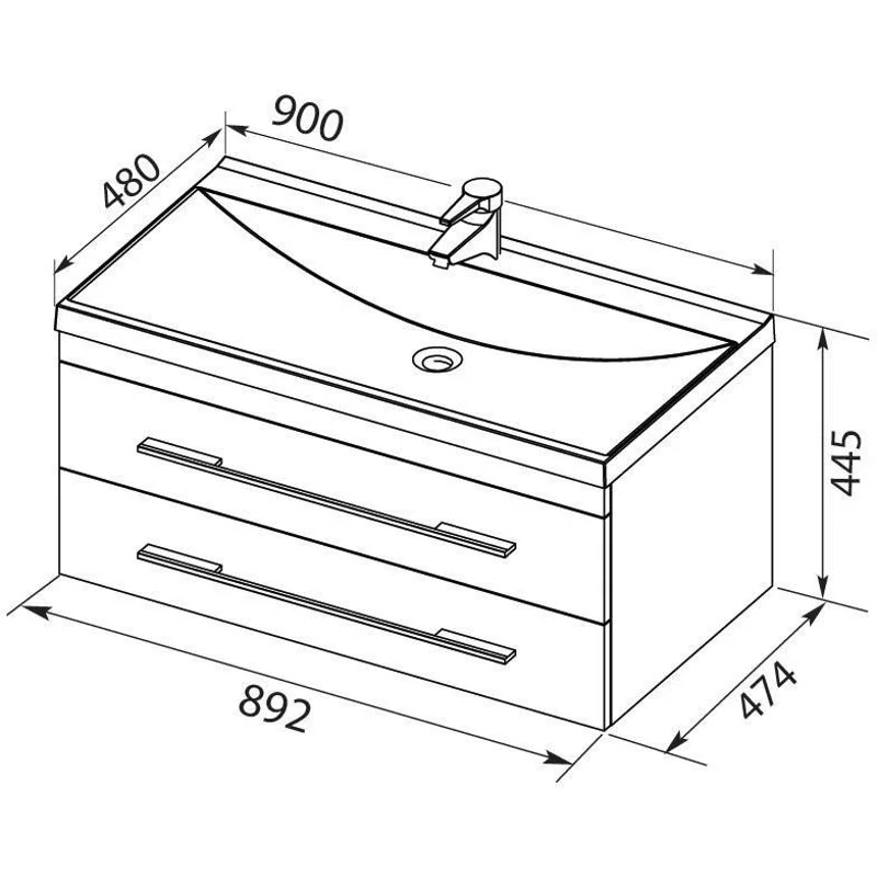 Тумба с раковиной Aquanet Верона 90 белый (подвесная 2 ящика)