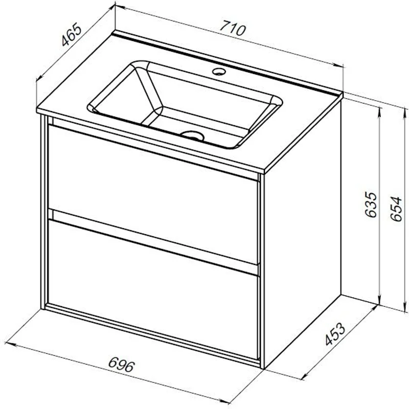 Тумба под раковину Aquanet Милан 70 дуб рошелье