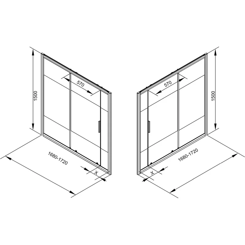 Шторка на ванну Aquanet Practic AE10-B-170H150U-CP, прозрачное стекло