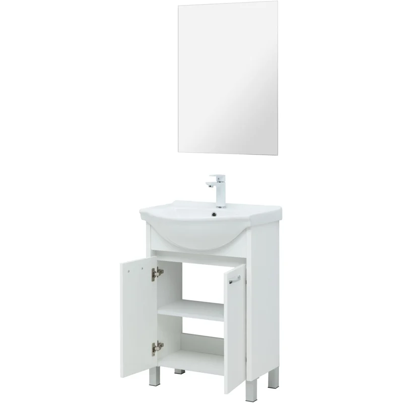 Тумба под раковину Aquanet Донна 60 белый глянец