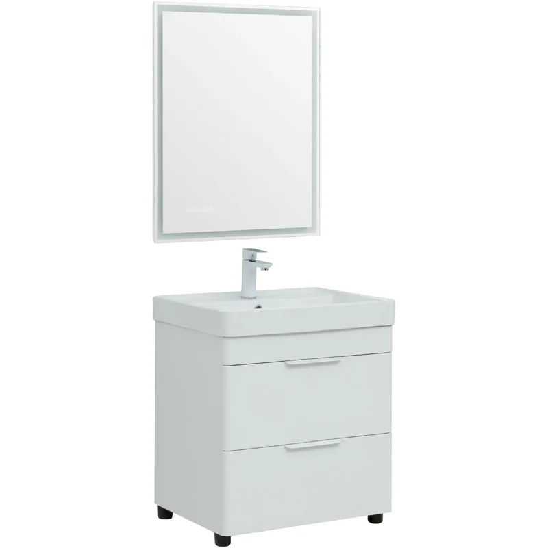 Тумба под раковину Aquanet Ирис new 60 белый глянец (2 ящика, ножки)