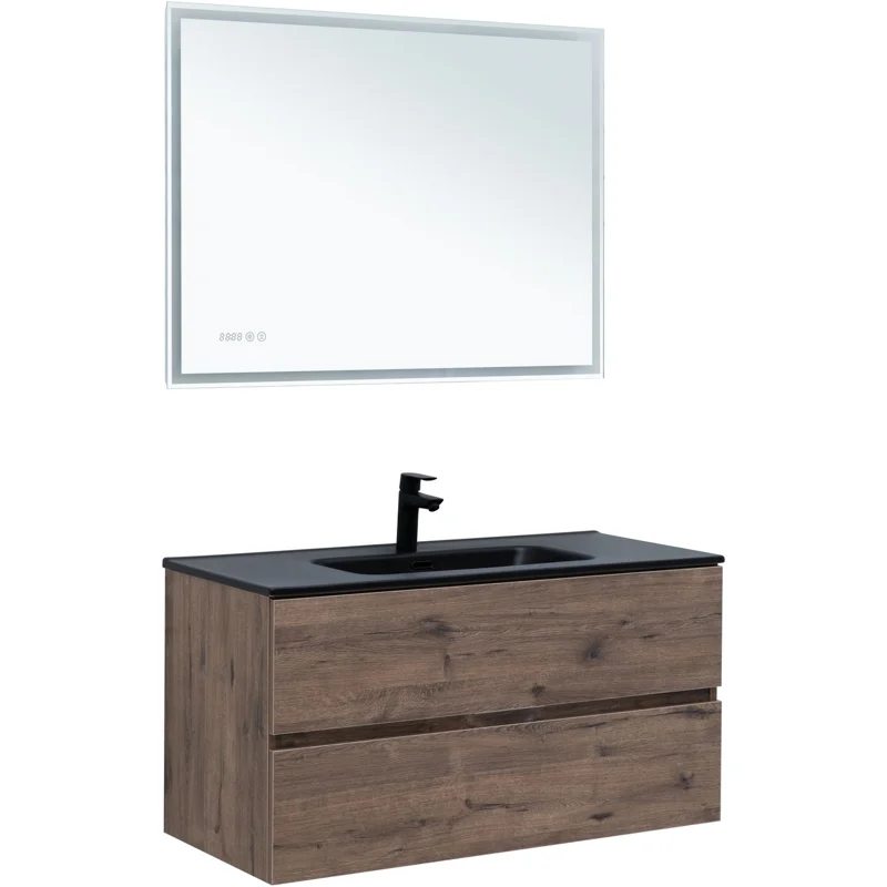 Тумба под раковину Aquanet Алвита New 100 2 ящика, дуб веллингтон табак