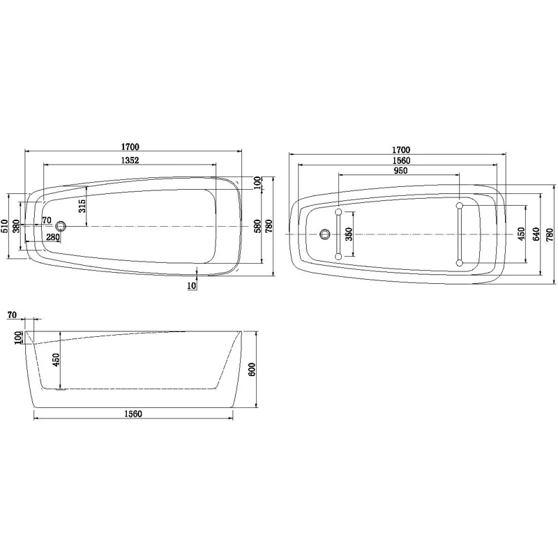 Акриловая ванна Aquanet Family Trend 170x78 90778-GW